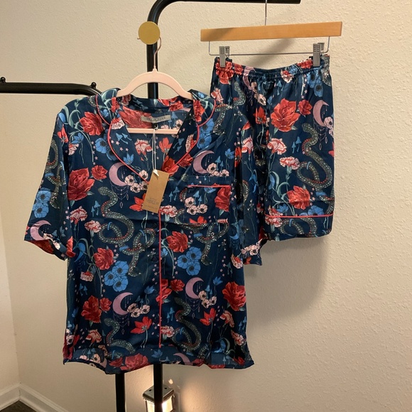 NWT, Anthropology Satin Lounge Set By “Their Nibs”, Size Large - Picture 1 of 5